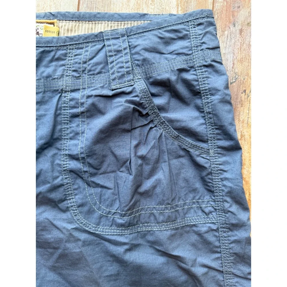 Aventura Organic Cotton Utility Shorts Blue Gray Size 12 Contrast Stitch Pockets